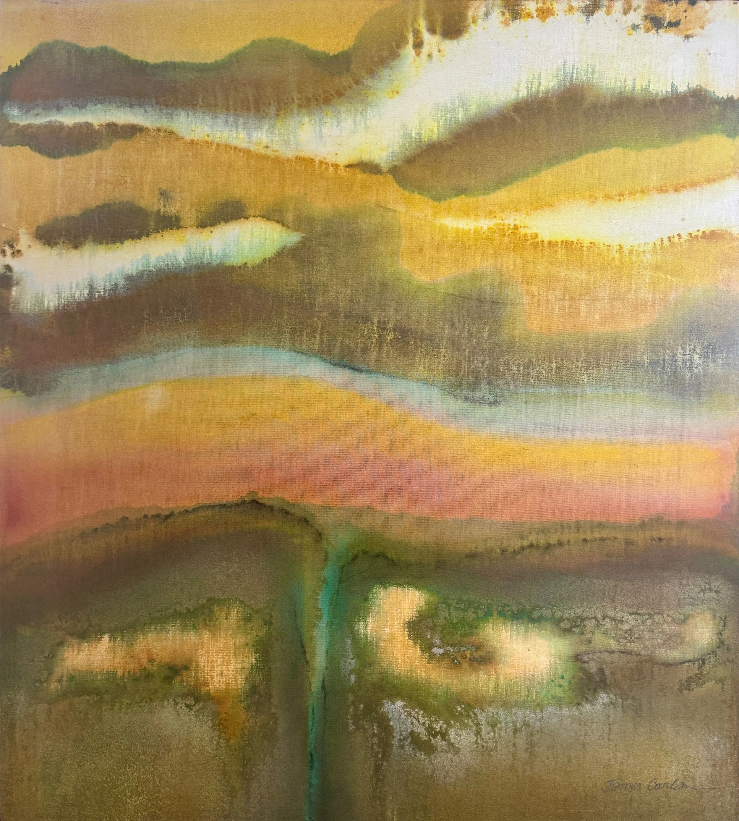 James Conlan (1st Place) - Houston, Texas - "Atmos" 
Acrylic and oil pastel on polyester/cotton denim
34 x 38 in