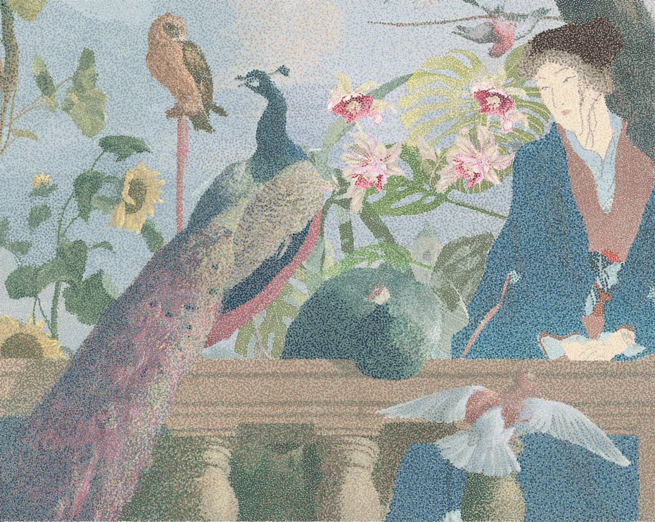 "This Bird Has Flown" 24 3/4 in x 20 3/4 in, Micro-Pointillism, Corel Painter