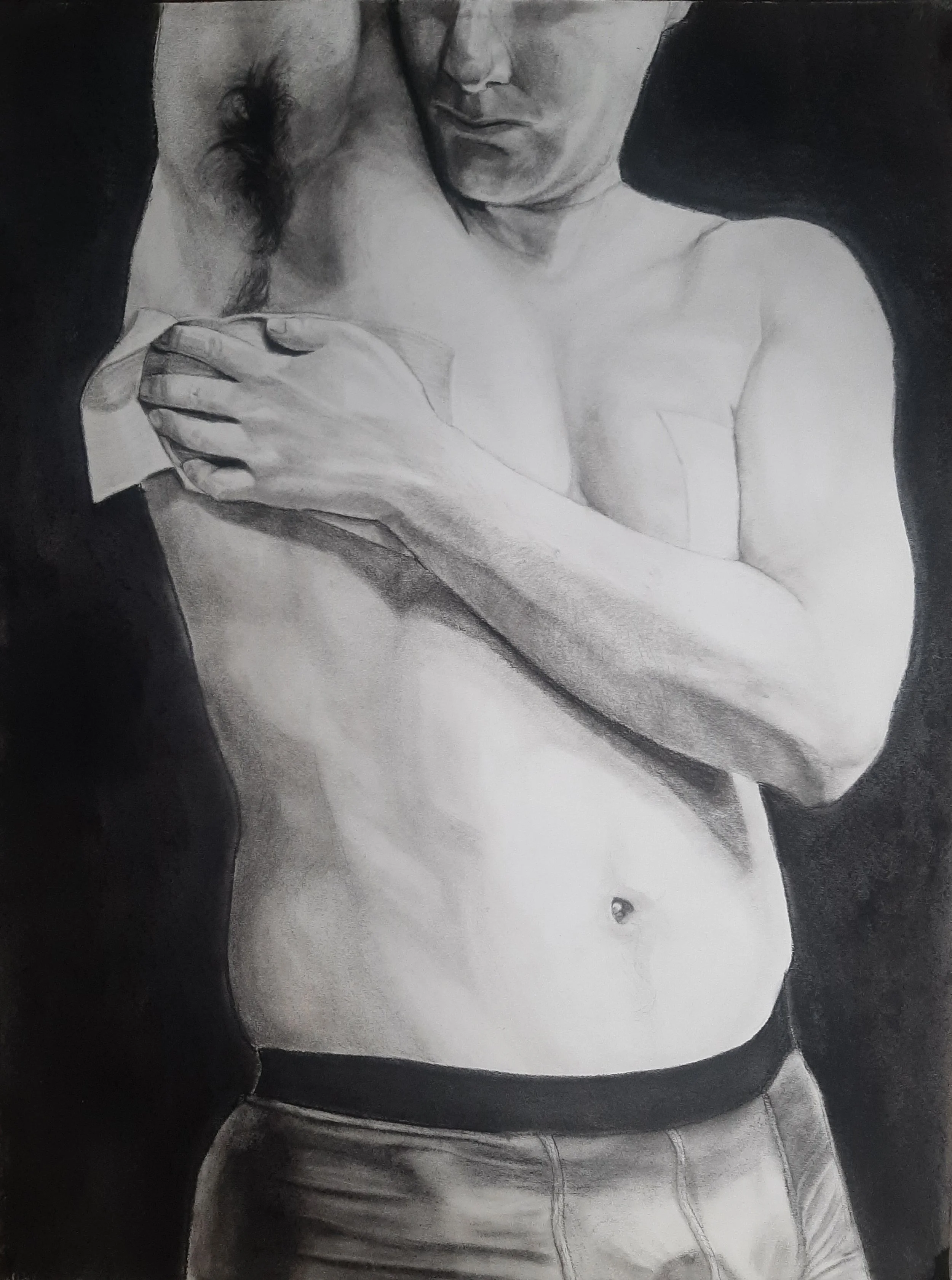 Logan Jancerak - 
Denville, New Jersey. “Binding”
Charcoal on Paper
18 x 24 in