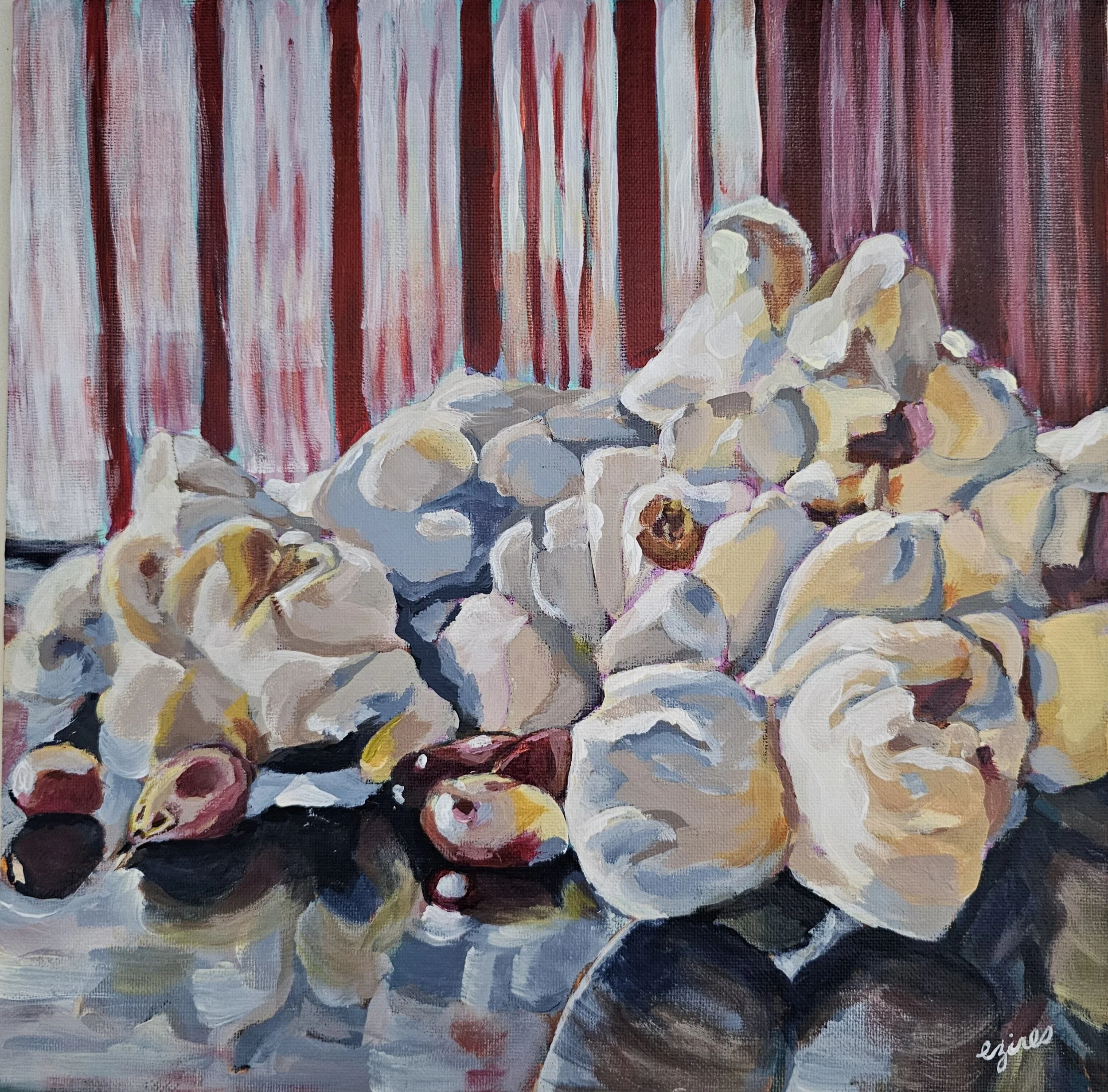 "Heirloom Popcorn" 12 in x 12 in, acrylic on canvas board