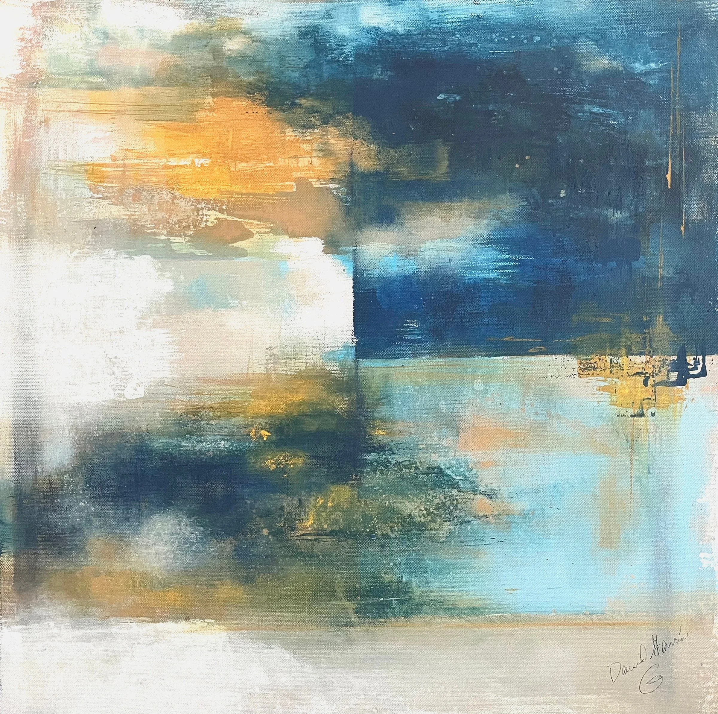 David Garcia (2nd Place) - Fanwood, New Jersey - "An Evening Over Water" 
Acrylic/Oil Pastels on canvas
24 x 24 in