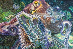 Carol Sims - 

Salem, Oregon. “In an Octopus’ Garden" 
Acrylic on canvas
24 x 36 in
