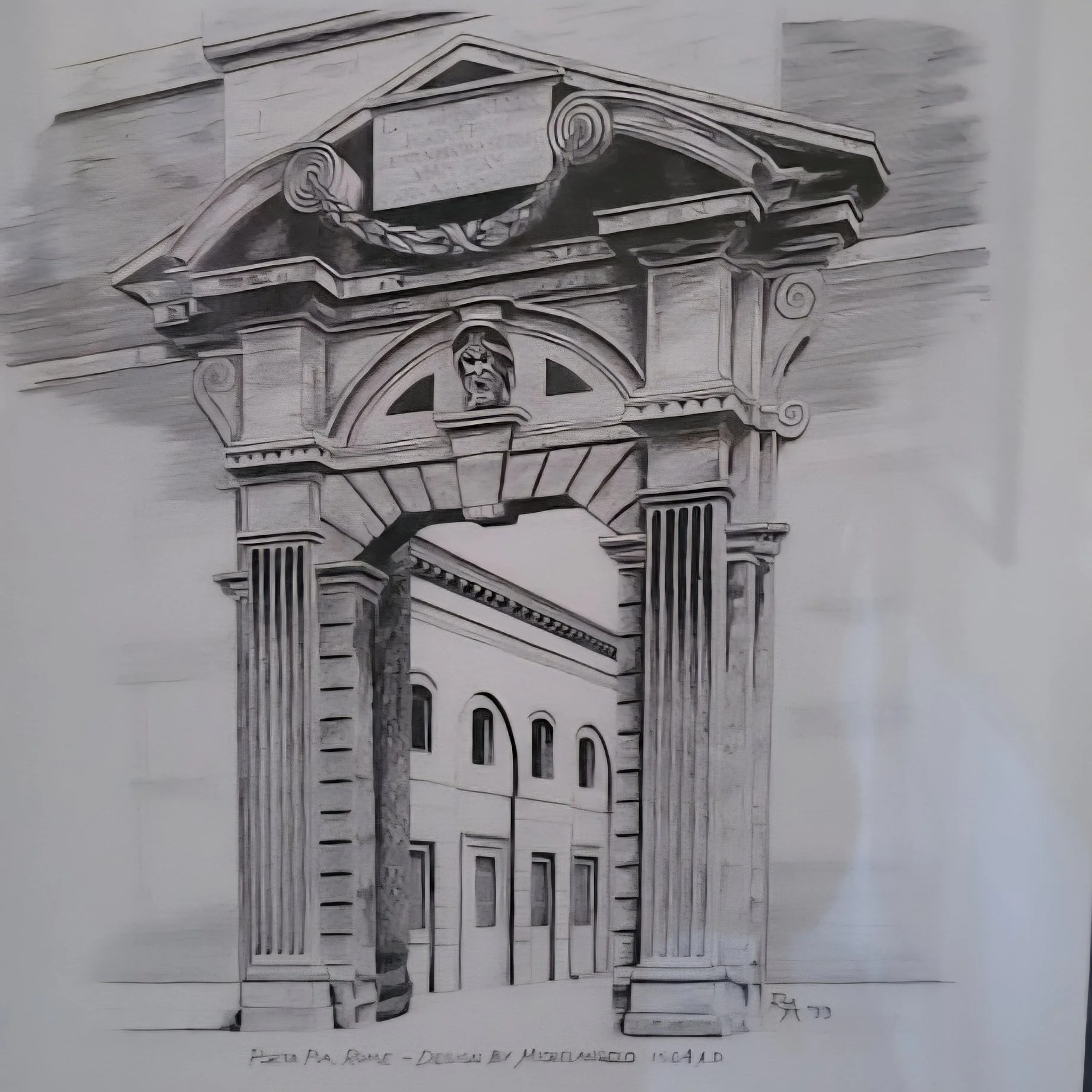 Richard Amori - 
Detroit, Michigan. "Porta Pia - Rome"
Graphite on paper
8 x 10 in