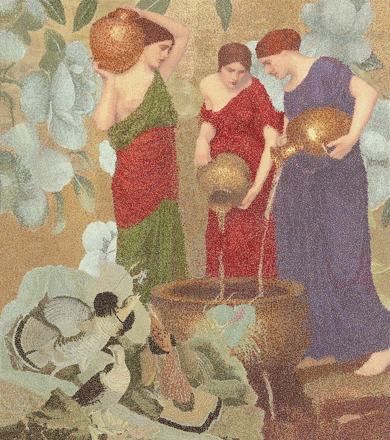 "Three Fates" 25 in x 23 in, Digital Painting: Micro-Pointillism, Corel Painter