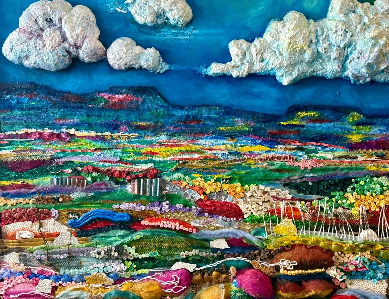 “LAYERS OF BECOMING”, 2025 BY INGRID
OPTHOF
100 CM X 90 CM, MIXED MEDIA
-
LOCATION: DUBAI 
HTTPS://WWW.INSTAGRAM.COM/THEA.ARTISTANDTHERAPIST