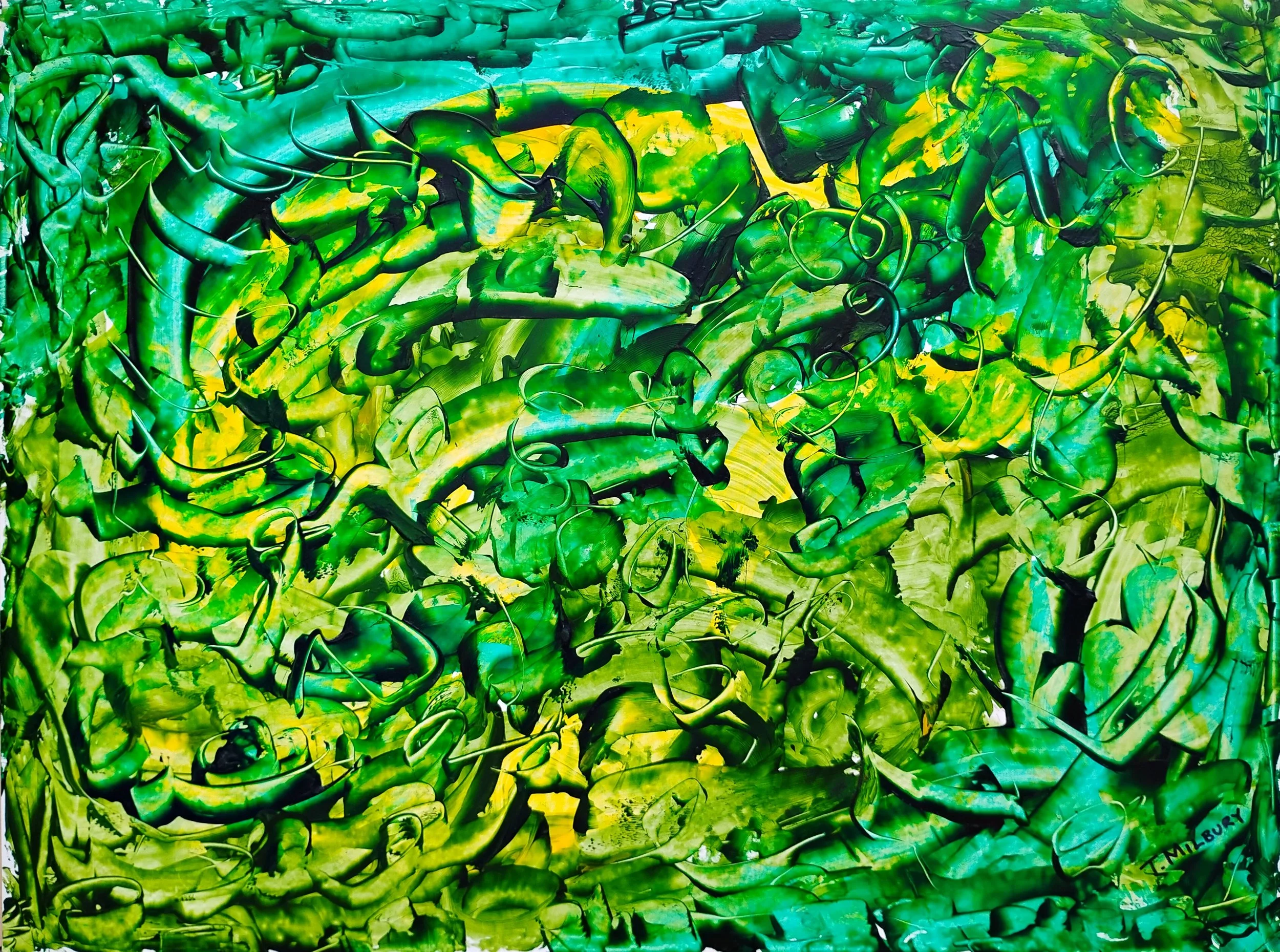Thomas Milbury - New City, New York - “Greenspace” 
Acrylic on plastic with wood backing board
18 × 24 in