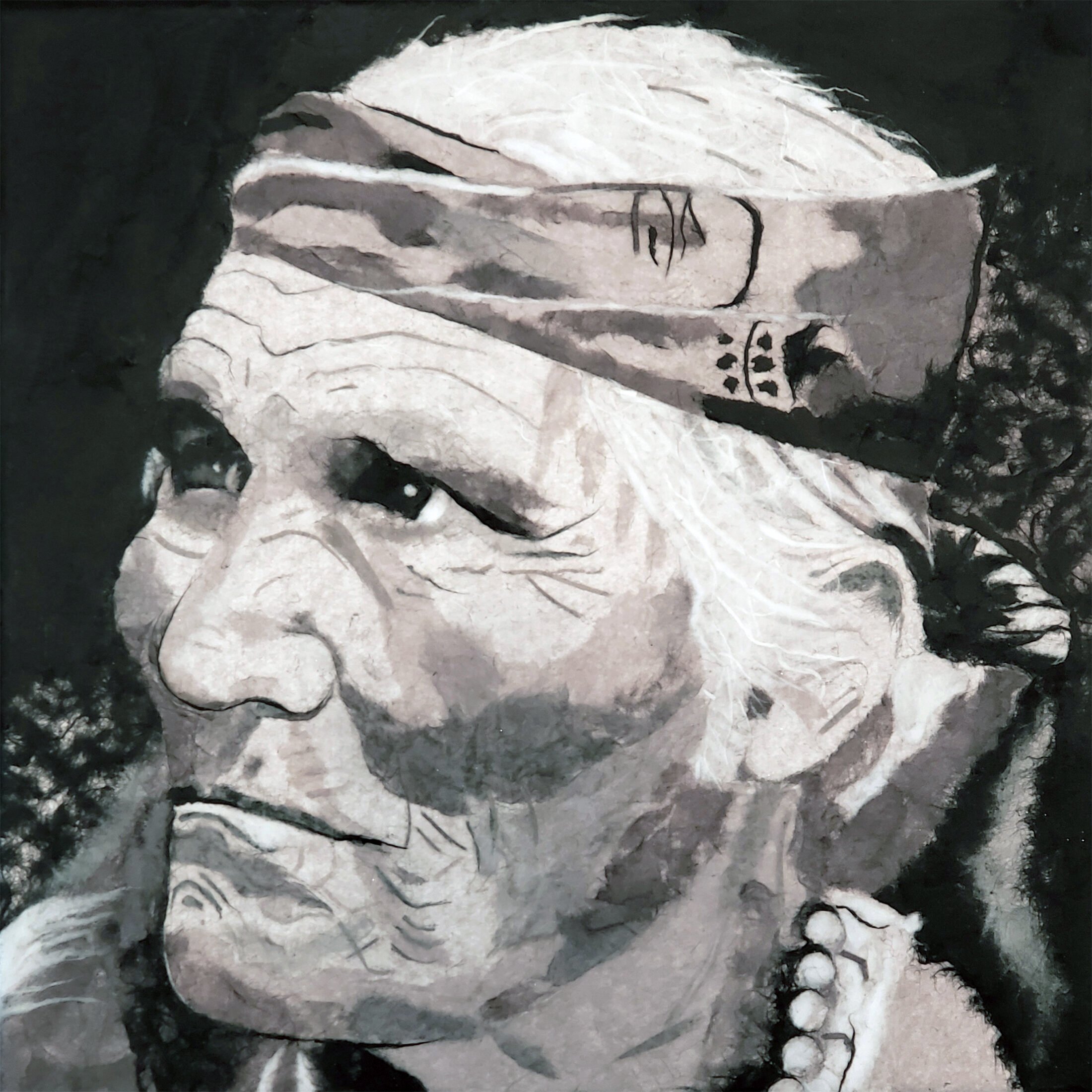 Virginia Primozic - 
Gallup, New Mexico. “Many Whiskers”
Paper on canvas
8 x 8 in