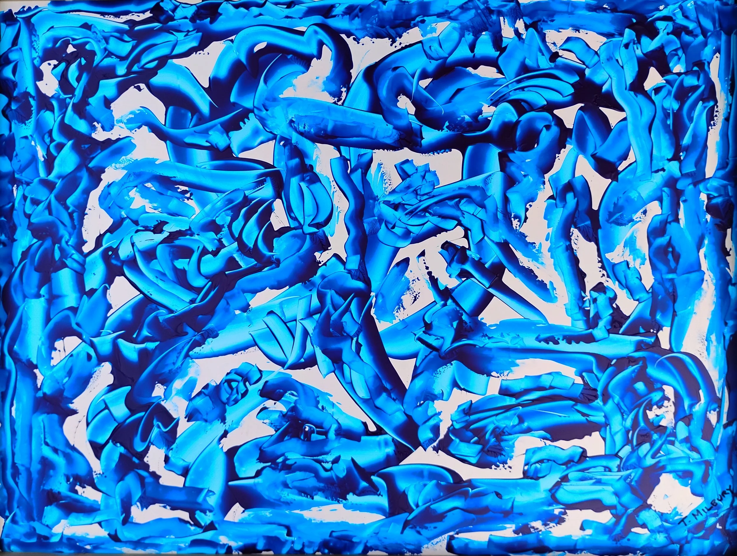 Thomas Milbury - New City, New York - “Continuity in Blue, No. 1” 
Acrylic on plastic with wood backing board
18 × 24 in