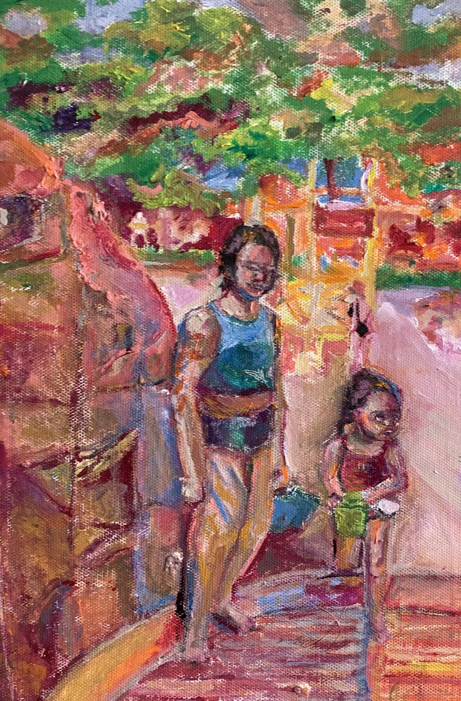 Josie Levin - 
Illinois.
"AquaticCenter2003" 
Oil on Canvas
20  x 12 in