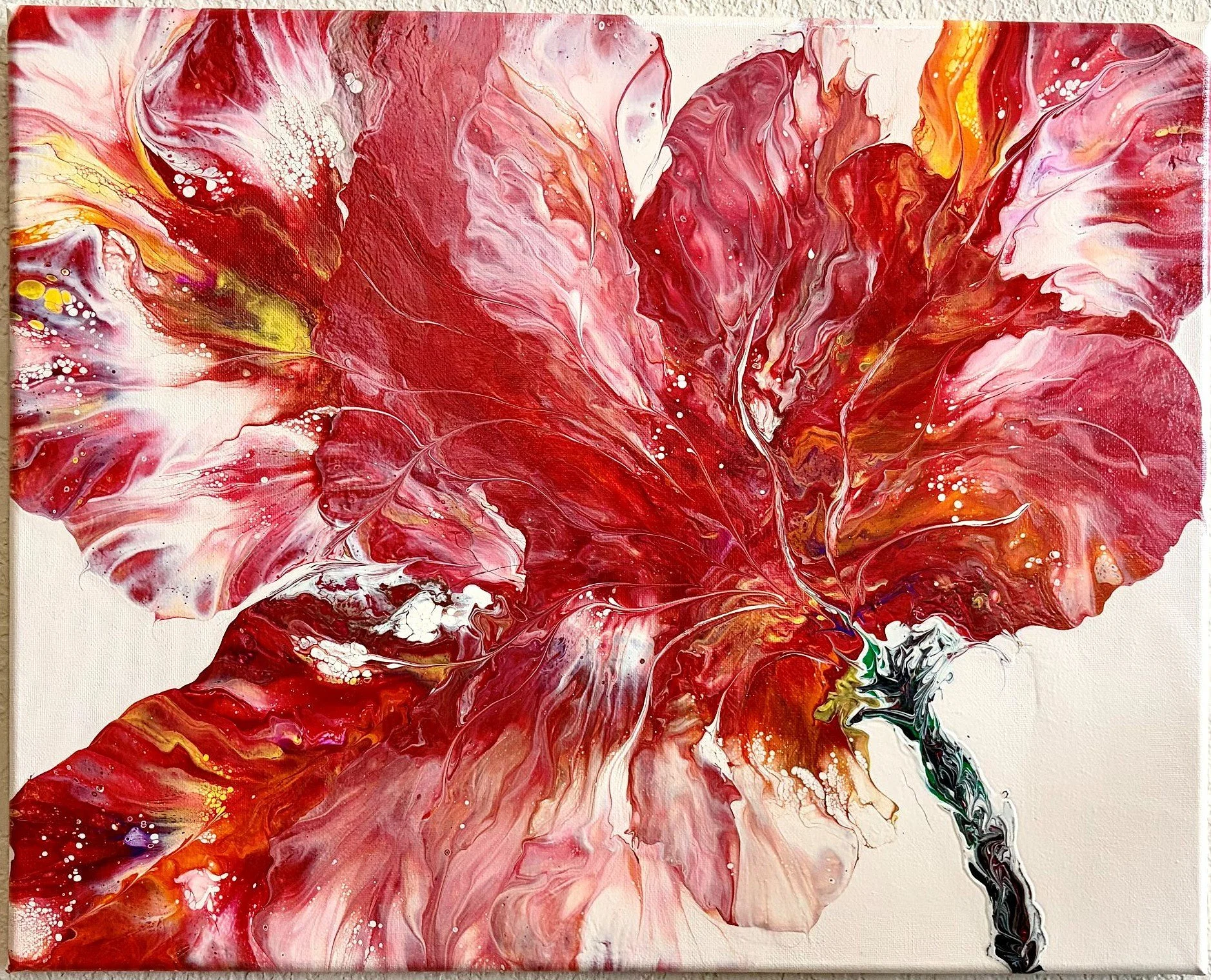Arpita Maheshwary - Sugar Land, Texas - “Crimson Awakening” 
Acrylic painting on canvas
20 × 16 in