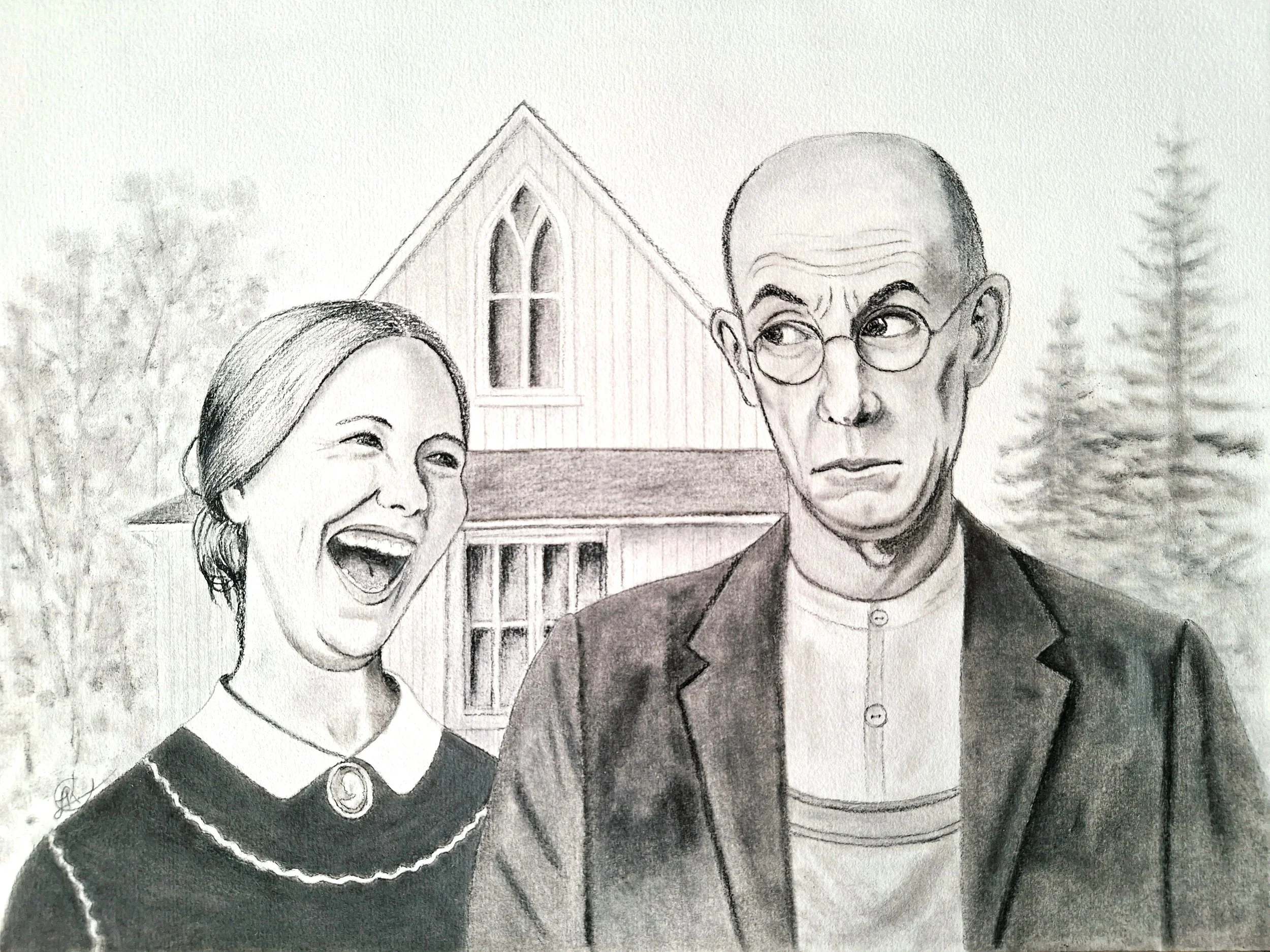 "Reverence and Revelry," 9 x 12 in, Charcoal