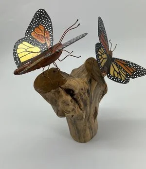 Ken Beerbohm - 

Arlington, Virginia.
"Wings Upon Wood" 
Mixed Media
12 x 9 in
