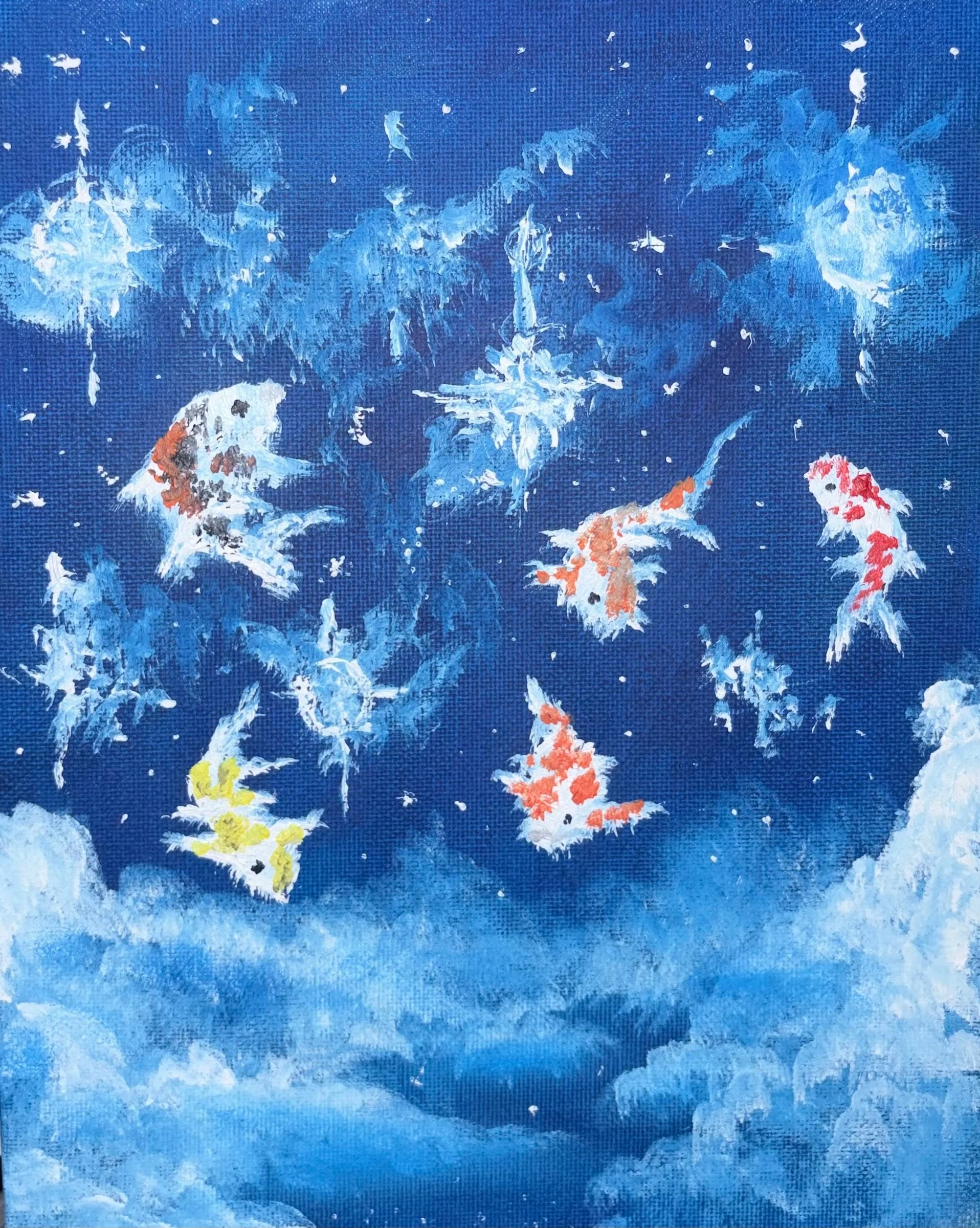 Knoland Goldsmith 

"Koi in the Sky" 
Oil on canvas
8 x 12 in