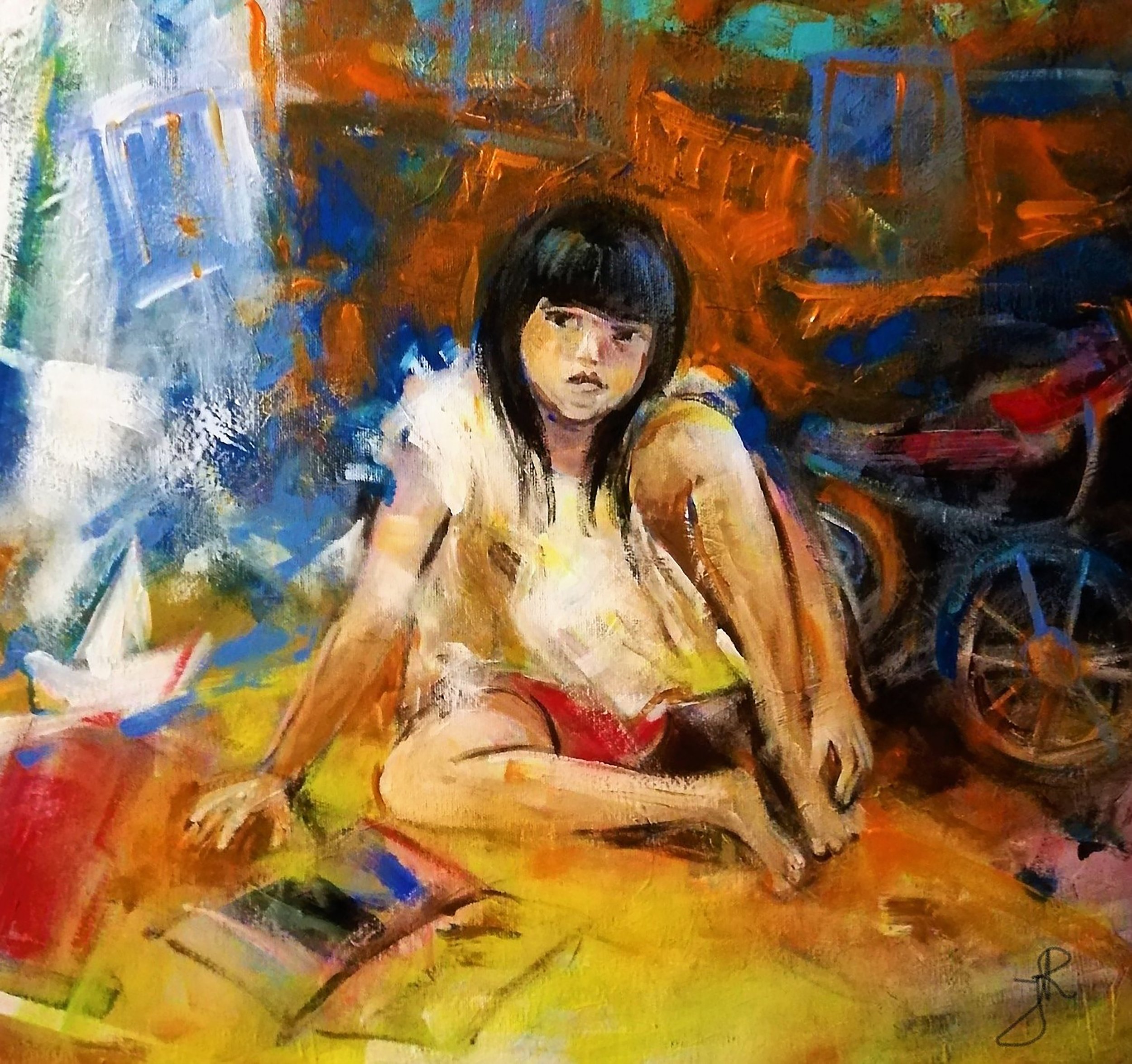 “In my little room of memories”, Acrylic. 60 x 60 cm