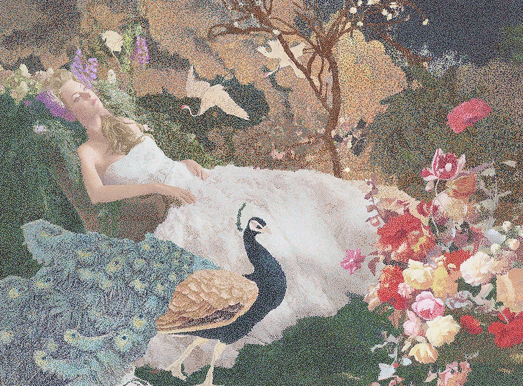 “Sleeping Beauty” 23 in x 28 in. Micro-Pointillism, Digital Painting. 