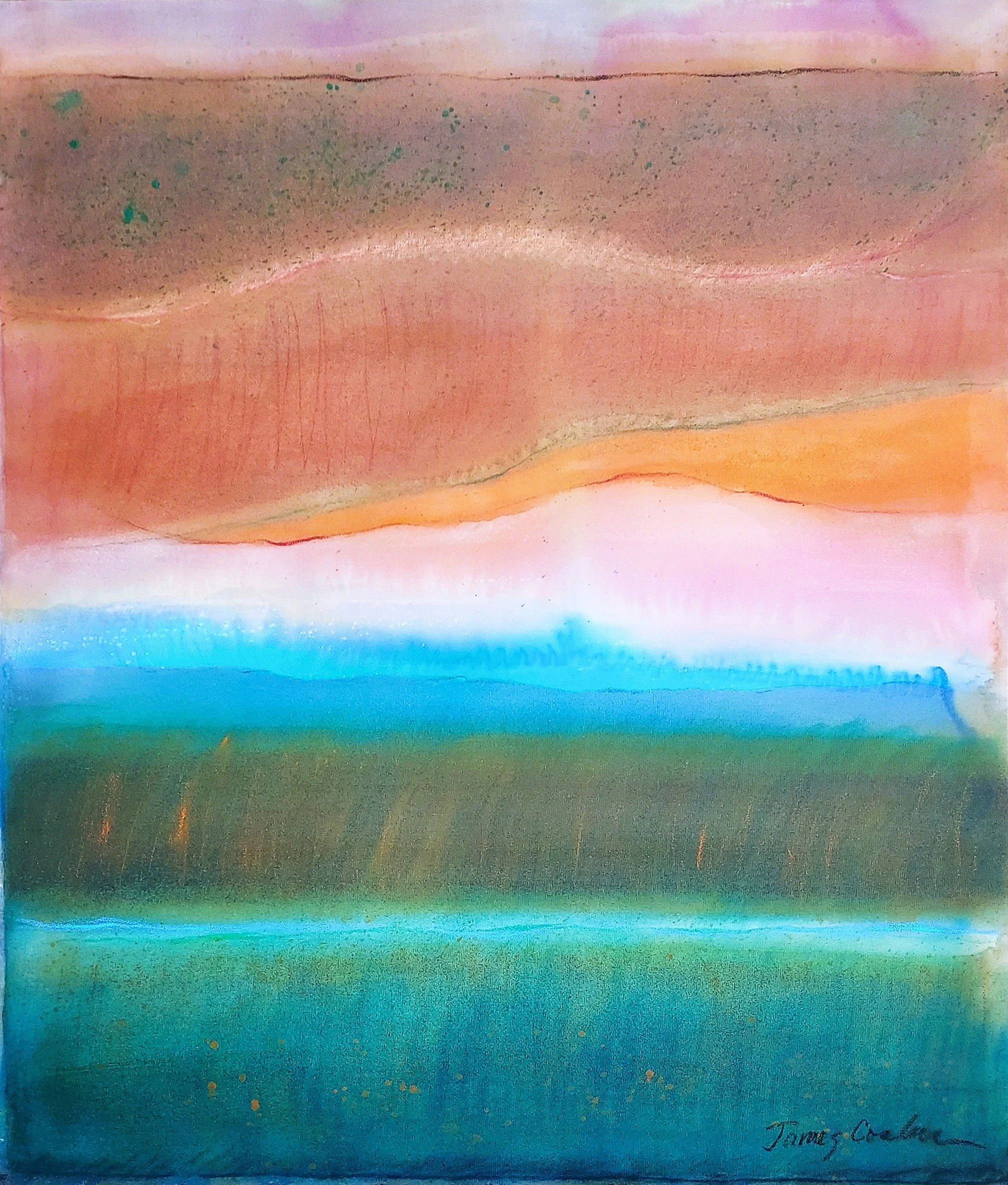 James Conlan (1st Place) - Houston, Texas - "Boreal" 
Acrylic and oil pastel on polyester/cotton denim
34 x 40 in