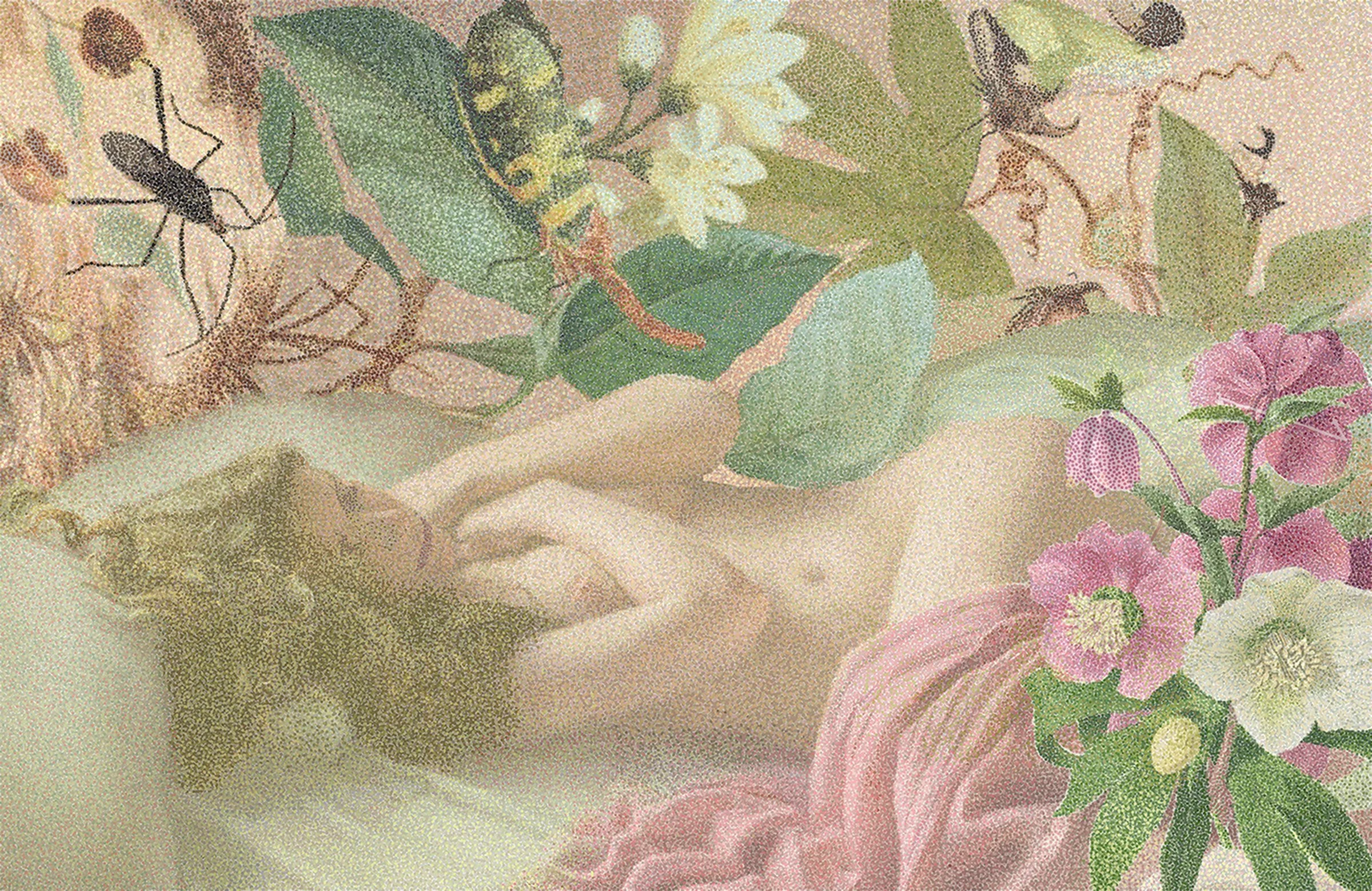 “Gemara Welcomes the Day" 26 in x 22 in, Micro-Pointillism, Corel Painter 