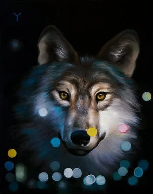 Yana Tymoshenko - 

Brooklyn, New York. 
“Wolf City" 
Oil on wood
11 x 14 in