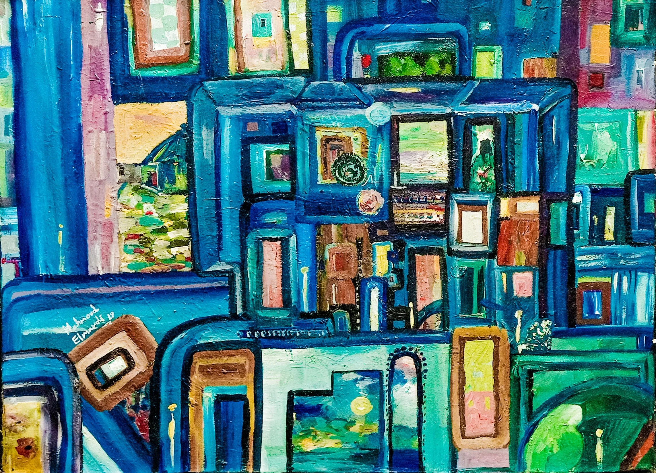Mahmoud Elmardi - 
Egypt. 

"Blue in Travel" 
Acrylic on canvas
60 x 43 cm