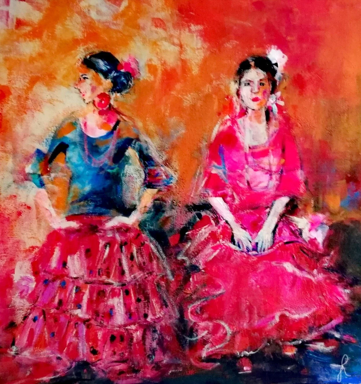 “Flamenco evening”, acrylic. 70 cm x 70 cm