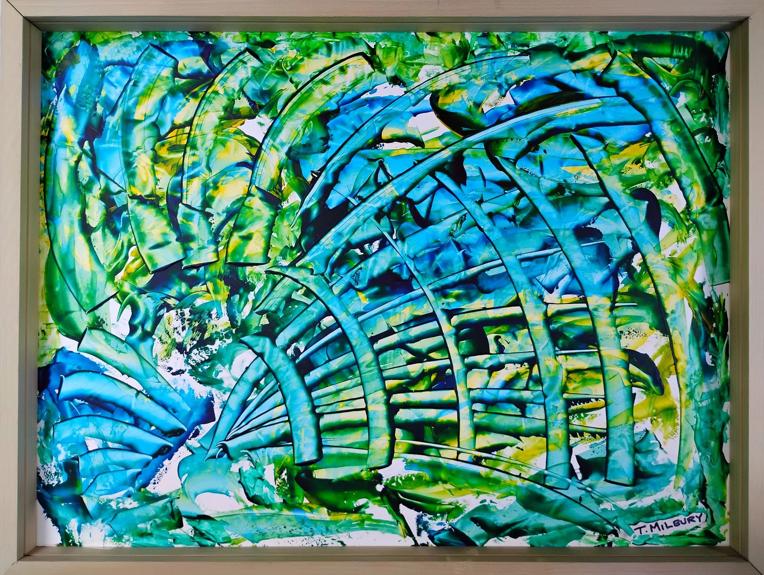 Thomas Milbury - New City, New York - “Fanfare” 
Acrylic on plastic with wood backing board
18 × 24 in