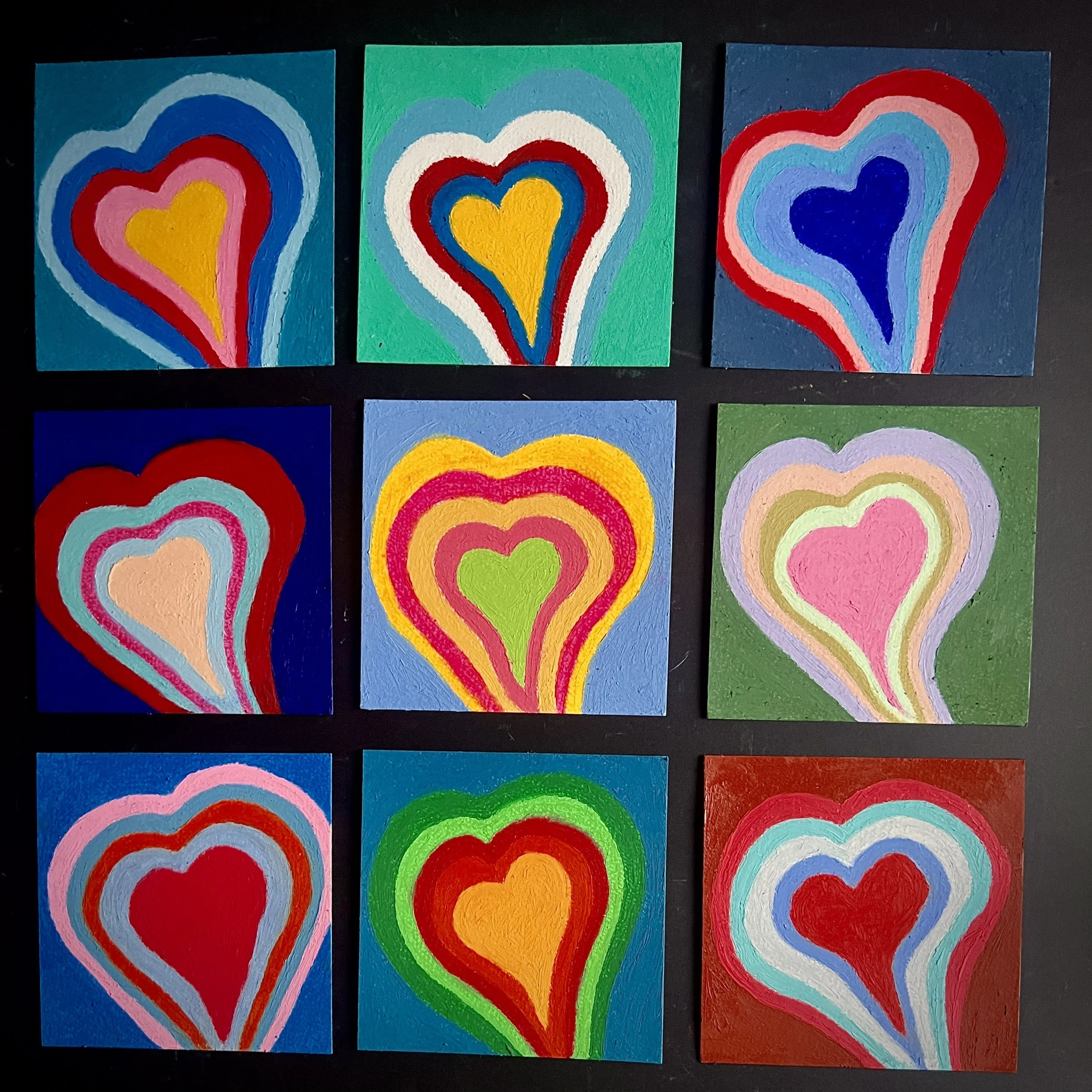 Jack Farkas - Seymour, Connecticut - "Hearts of 08. 06. 26.” 
Oil Pastel on 140# Cotton Paper
24 × 24 in