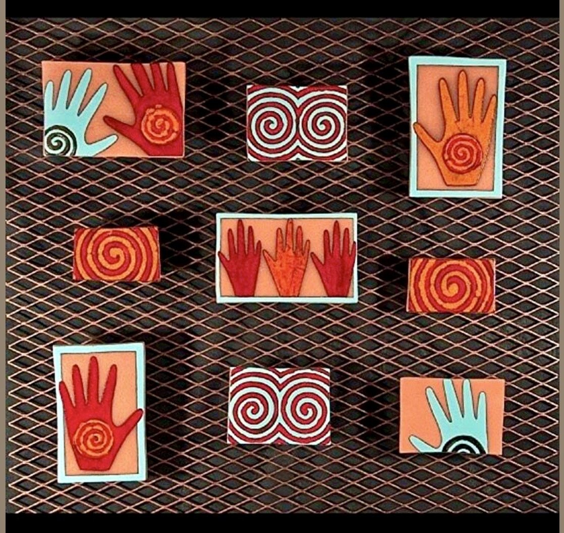 Mariann Leahy - Arizona - “Migration Hands Across the Border” 
Clay and metal
36 × 36 in