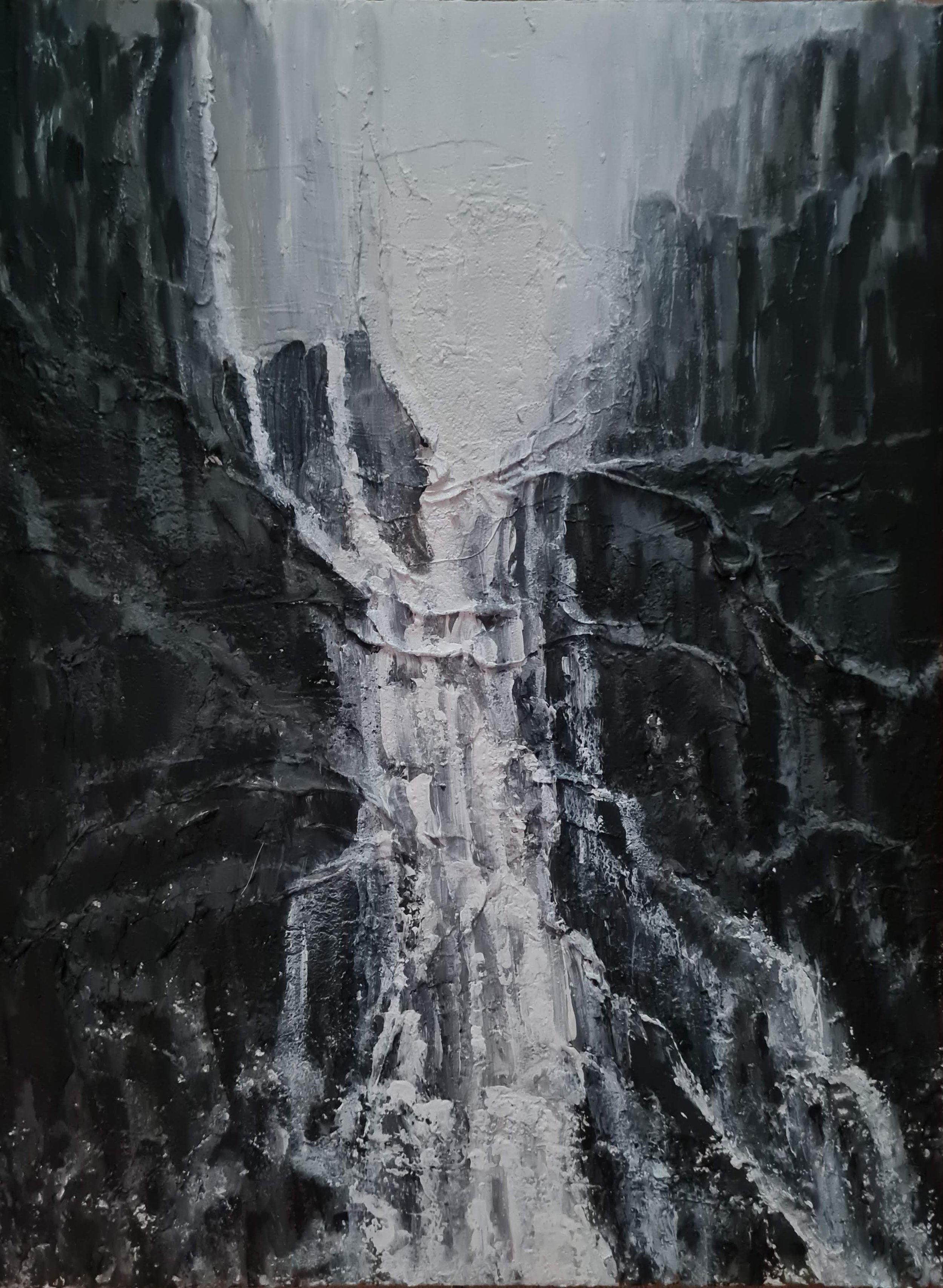 Valentina Ritorova  - “Waterfall” 
Acrylic & texture paste on cardboard
30 × 40 cm