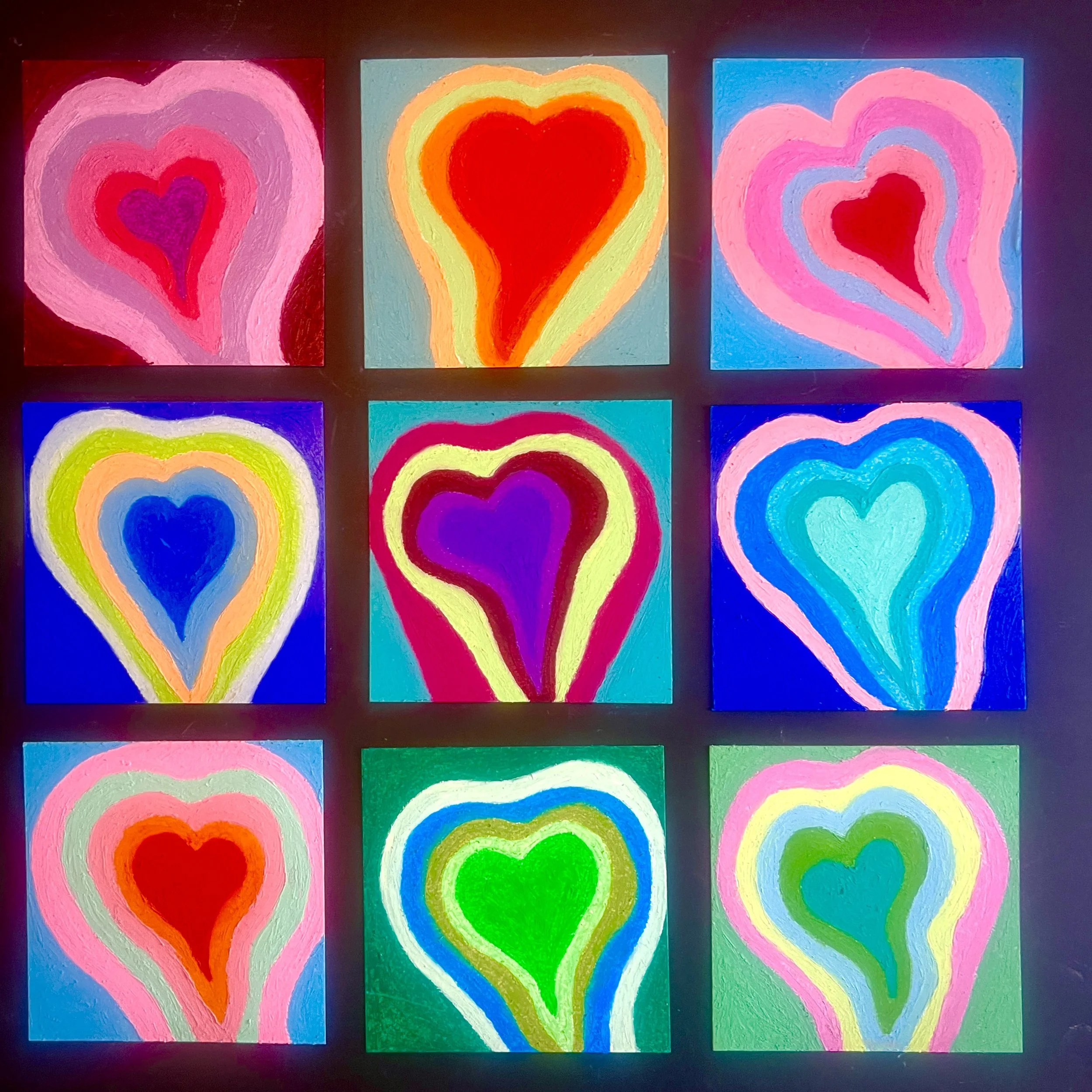 Jack Farkas - Seymour, Connecticut - "Hearts of Work 03. 20. 26.” 
Oil Pastel on 140# Cotton Paper
24 × 24 in 