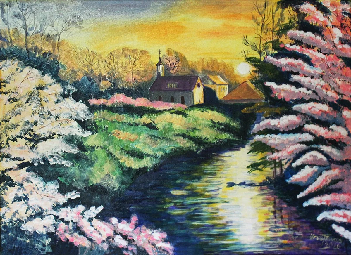 Urve Tõnnus - 
Estonia.

"Reflection of Spring” 
Acrylic and oil on canvas
70 x 50 cm