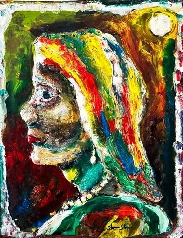 Steve Shear - 
Pennsylvania.

"Queen Hera (Gloil Technique)" 
Oil on Glue
12 x 15 in