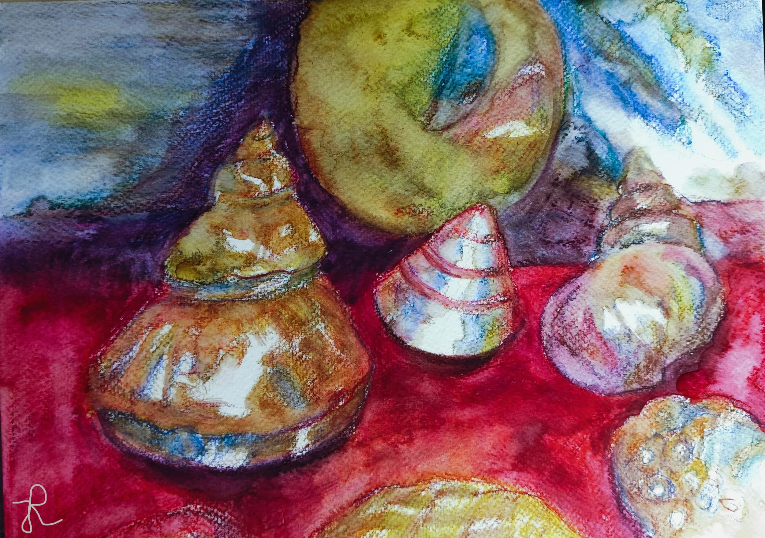 Joanna Rostanska
Olsztyn, Poland
"Shells in the Sun's Rays," 2026
Watercolors
45 x 41 cm