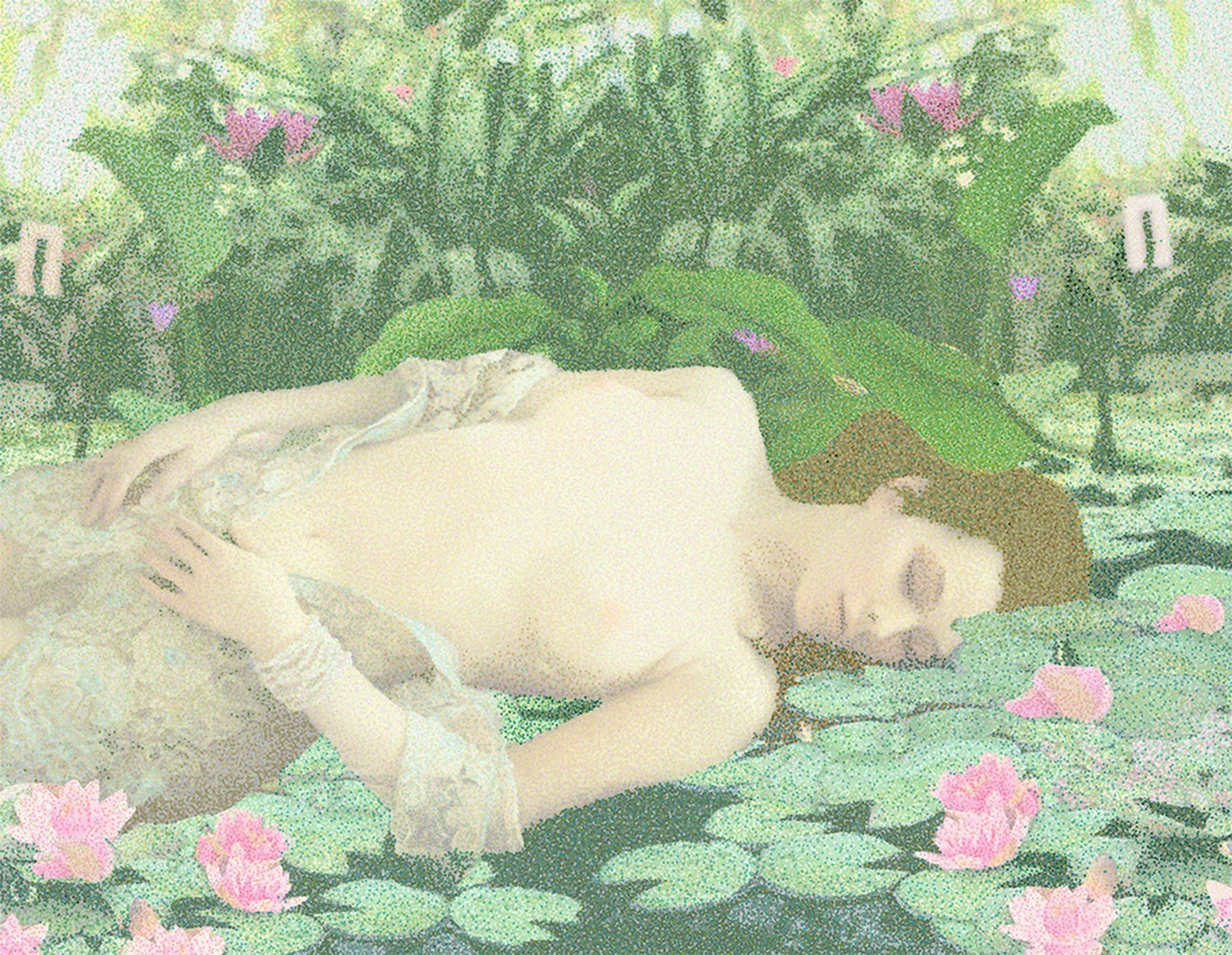 "Ophelia" 22 in x 18 in, Micro-Pointillism, Corel Painter