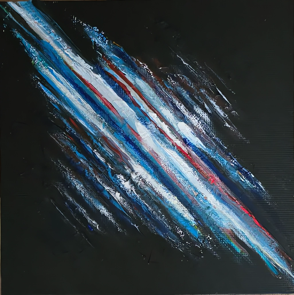 Valentina Ritorova - 
Latvia.

"I Am Here. I Am Free" 
Acrylic & texture paste on cardboard
30 x 30 cm