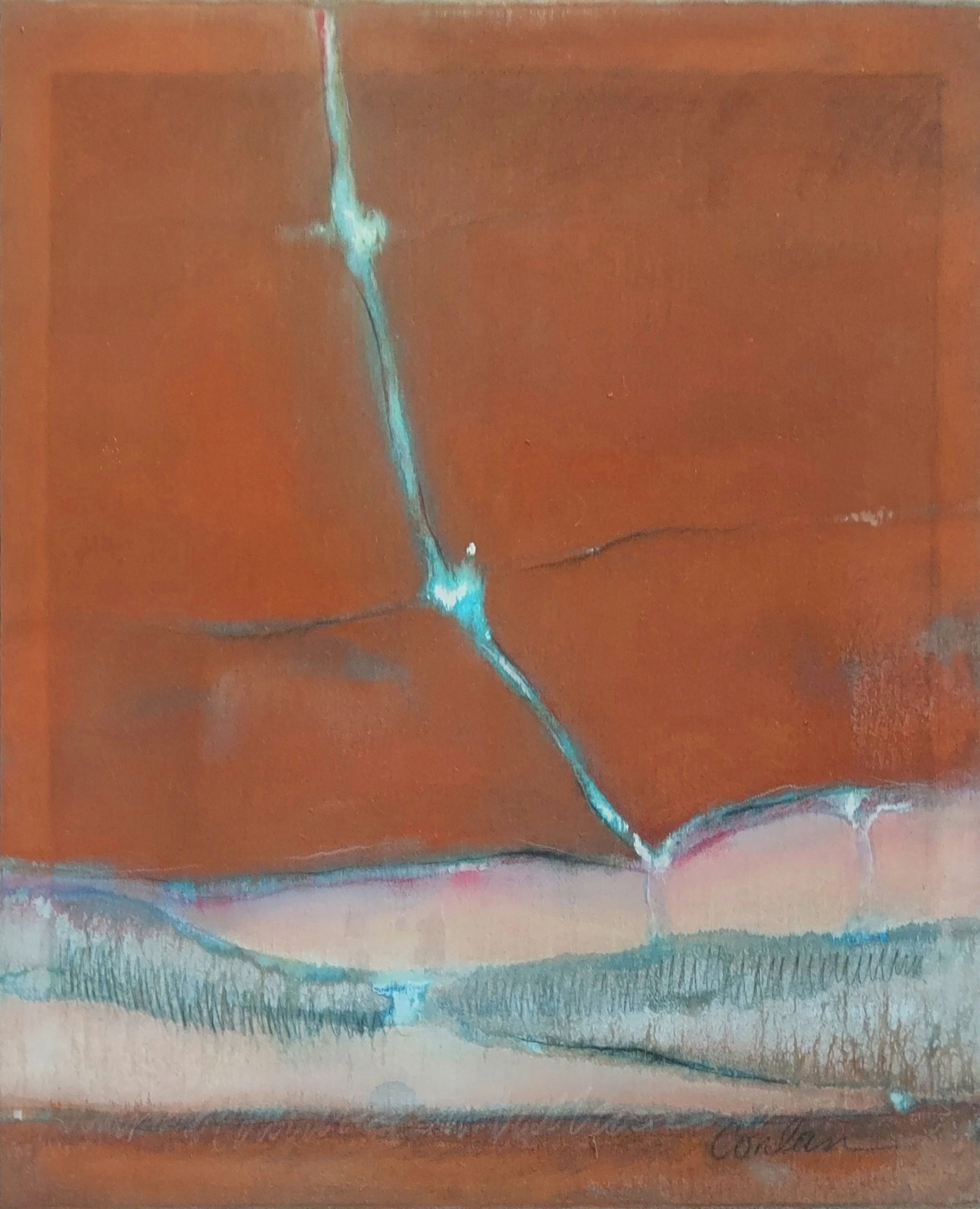 James Conlan (1st Place) - Houston, Texas - SubTyrranean" 
Acrylic and oil pastel on polyester/cotton denim
34 x 42 in