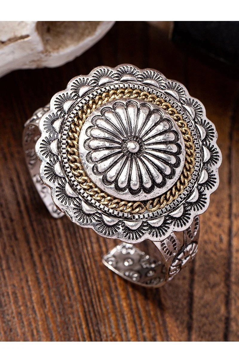 1716 gold circle- Western Metal Turquoise Exaggerated Bangle.jpg