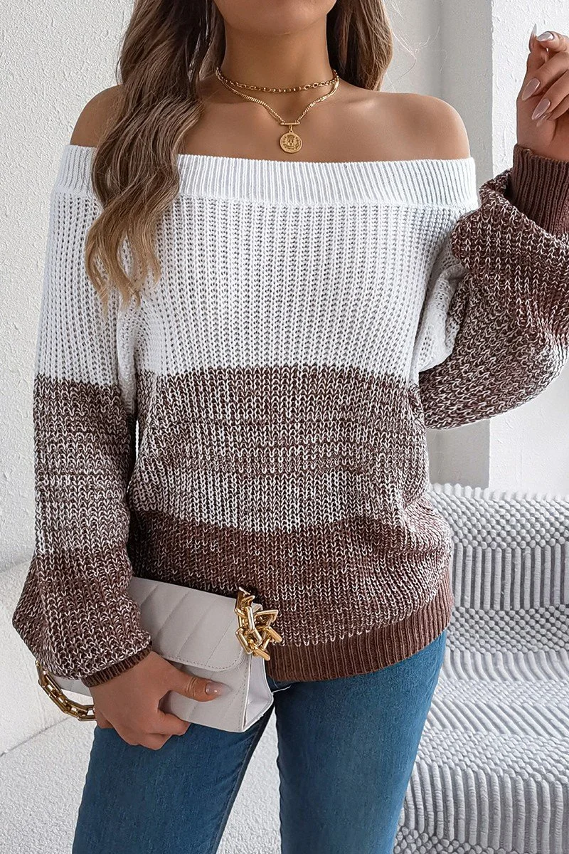 Julieta off the Showlder Knit Sweater - Brown 1.jpg