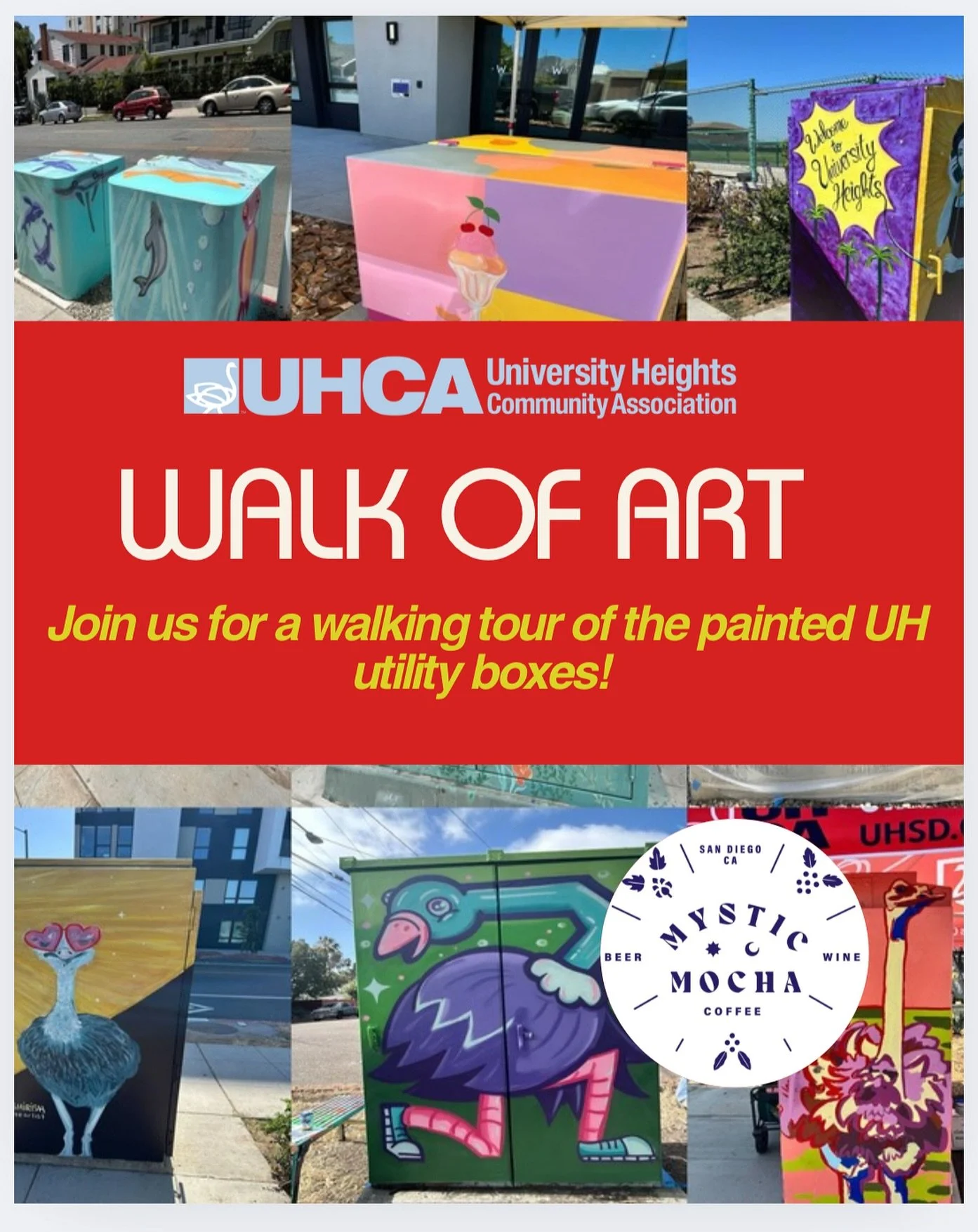 Join us Saturday, September 6th for a walking tour of the painted University Heights utility boxes! The tour will be approximately two hours, 3 miles long beginning at 8AM at Trolley Barn Park and ending at @mysticmochacafe . Led by our amazing @sund