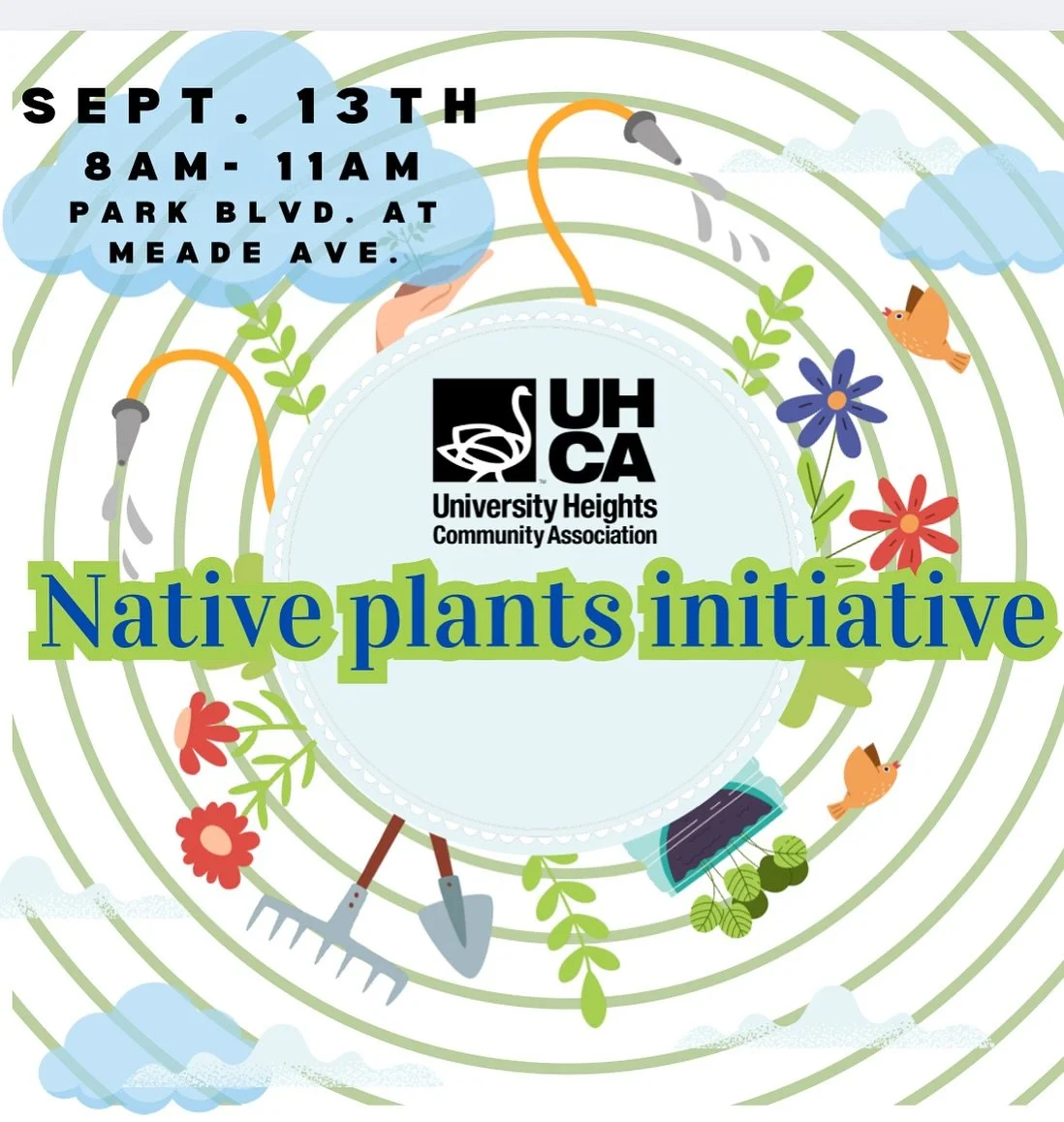 Please join us Saturday September 13th from 8-11 AM at the corner of Park and Meade to continue weeding, mulching, and fence building. Bring sun appropriate clothes, water, sunscreen and any weeding tools you have. Otherwise tools and shade canopies 