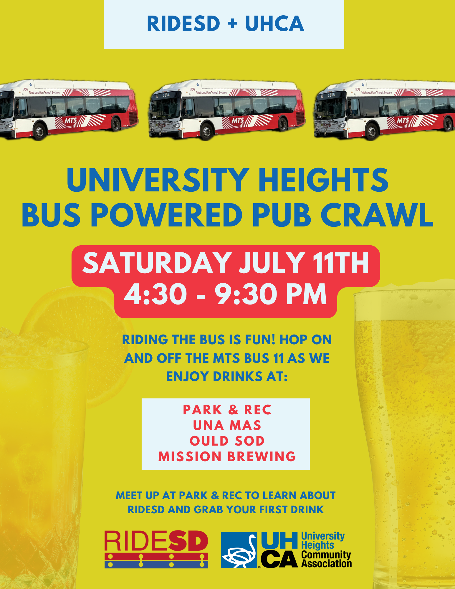 University Heights Bus Powered Pub Crawl with RideSD
