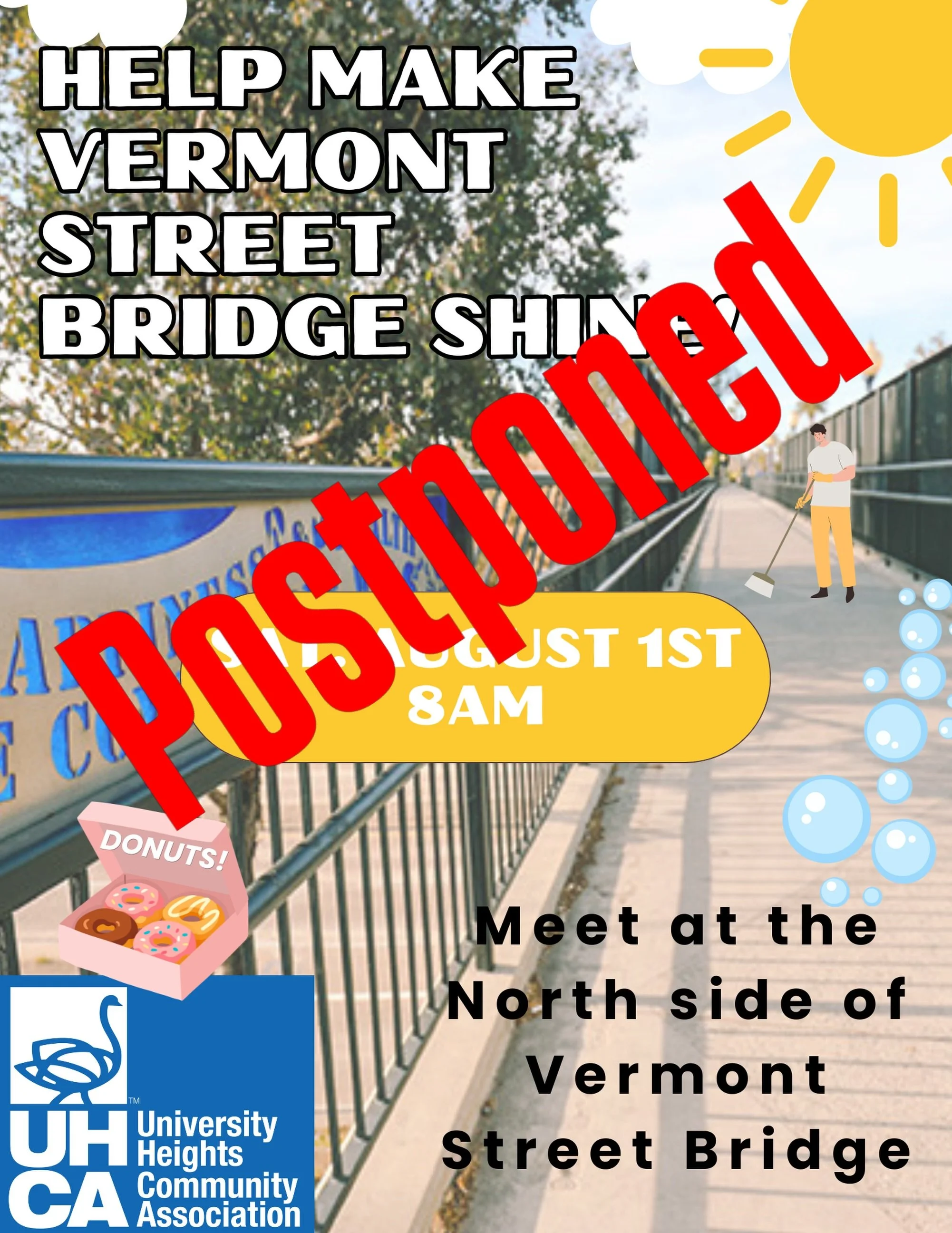 The bridge cleaning this weekend has been postponed! Stay tuned for the new date and time!
#universityheights_sd #community #giveback