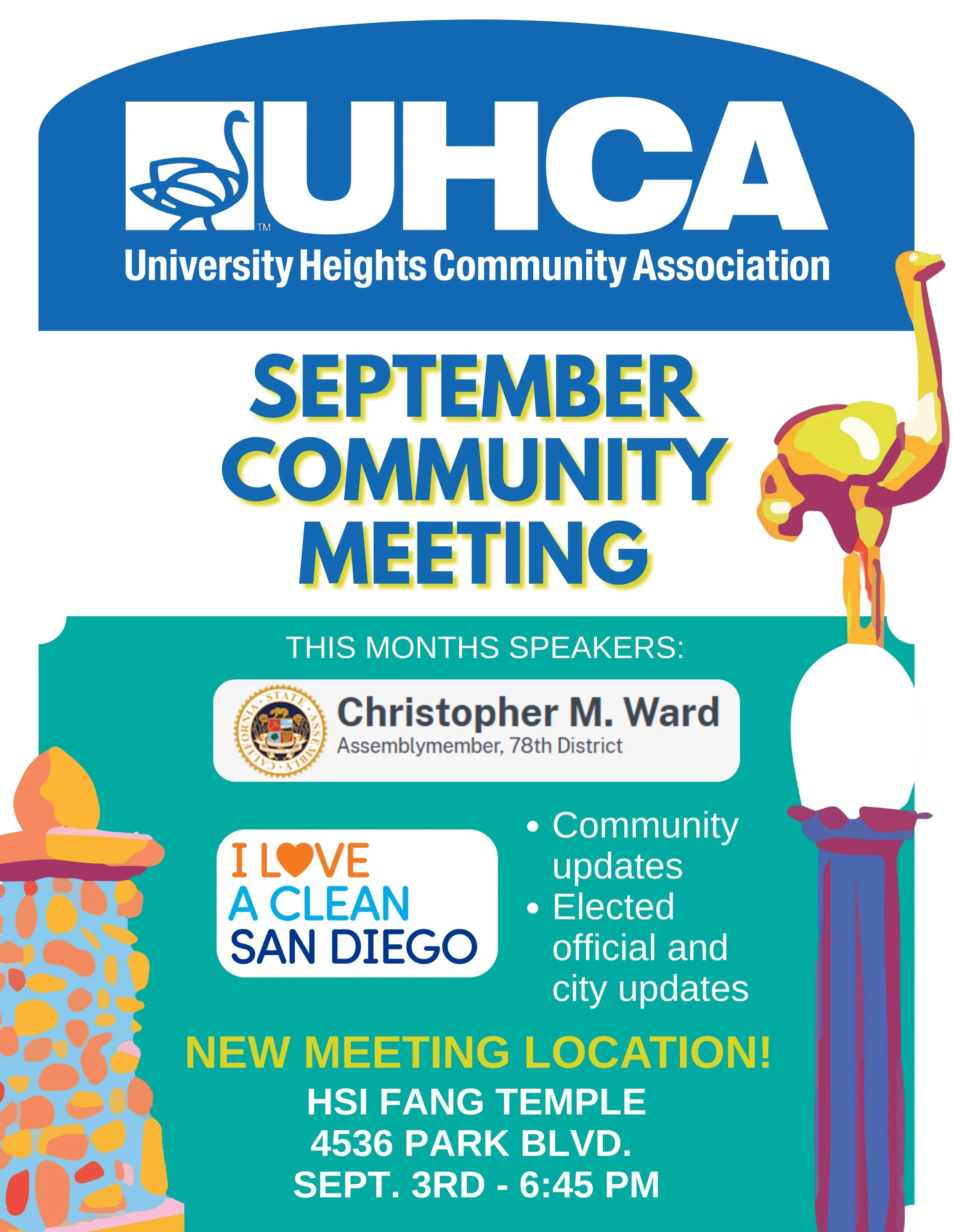 We&rsquo;re shaking things up this month with a NEW community meeting location! 

Join us on Wednesday, September 3rd at 6:45 PM at @hsifangtemple for an evening of community updates and a chance to hear directly from our elected officials.

Featured