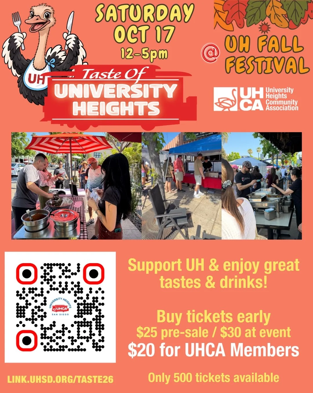 TASTE OF UNIVERSITY HEIGHTS IS BACK AND PART OF FALL FESTIVAL 🍂

Get ready to eat your way through University Heights at the UH Fall Festival on Saturday, October 17 from 12&ndash;5 PM! 🎃

The Taste of University Heights is your ticket to sampling 