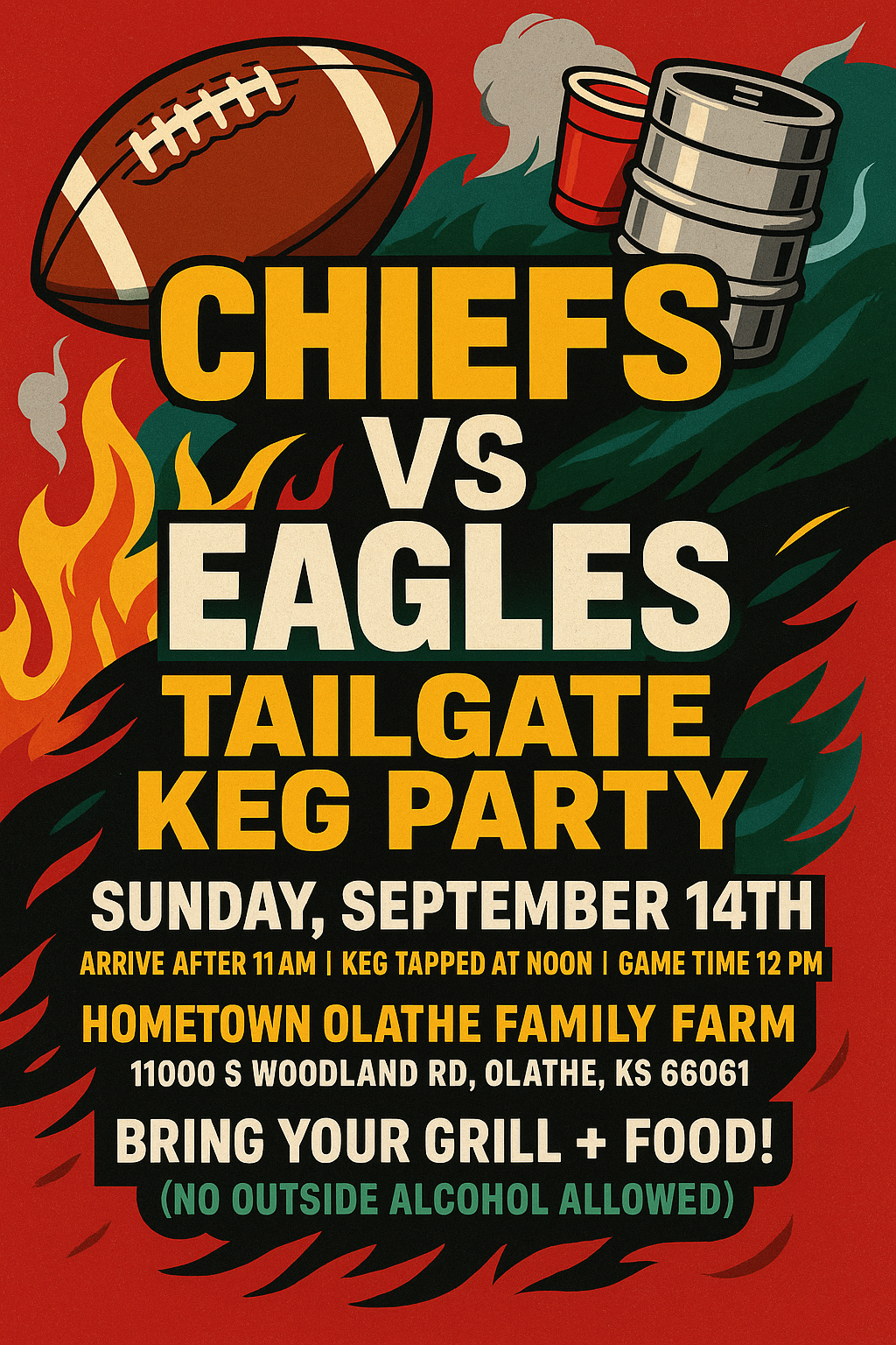 🏈 Chiefs vs Eagles Tailgate Keg Party! 🏈