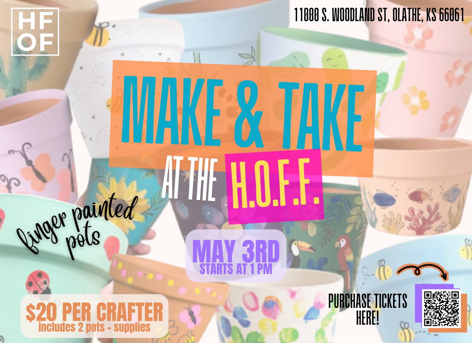Make & Take at the HOFF: Finger Painted Pots 🎨🍷🌼