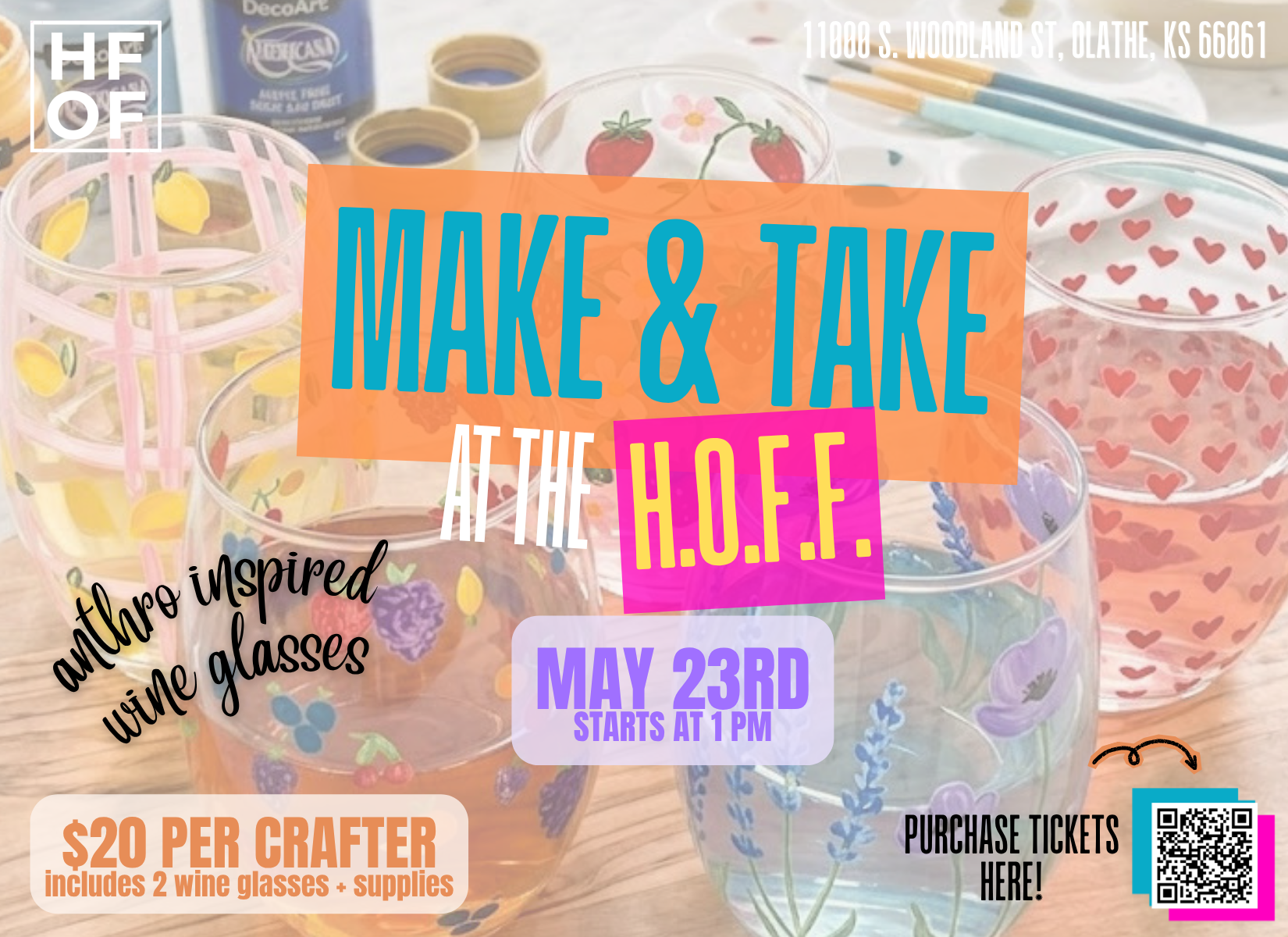 Make & Take at the HOFF: "Anthro Inspired" Wine Glass Painting
