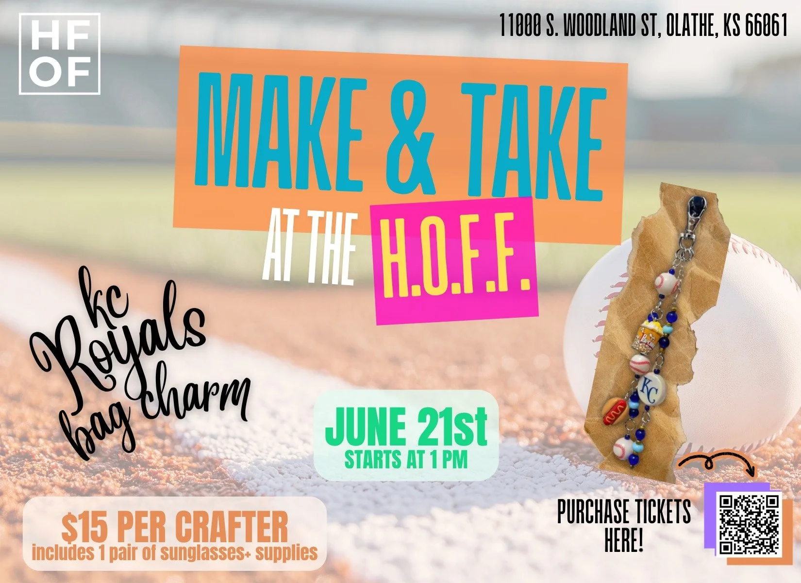 Make &amp; Take at the HOFF: KC Royals Baseball Bag Charm 💙⚾