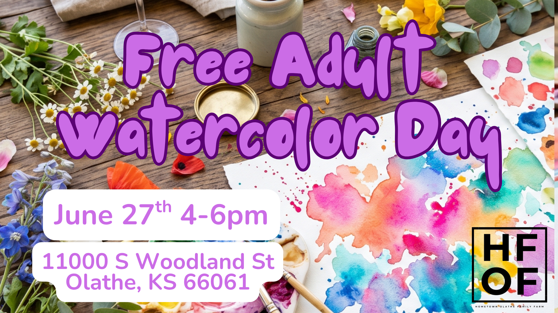 🎨🍍 Free Adult Watercolor Day at the Farm! 🥥🌺