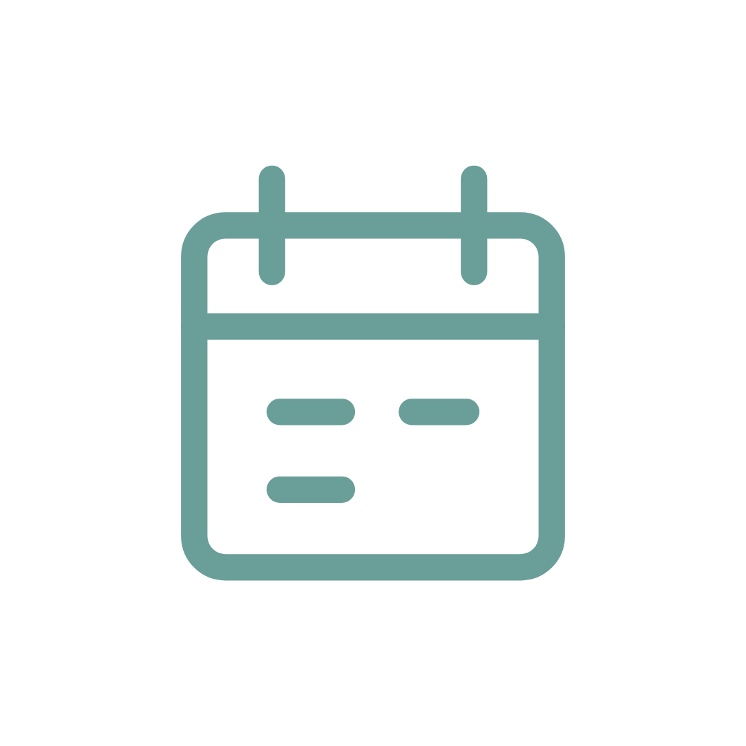 Teal calendar icon on a black background