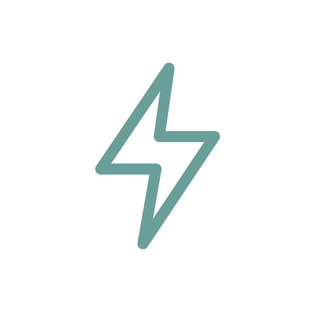 Teal lightning bolt icon on a black background